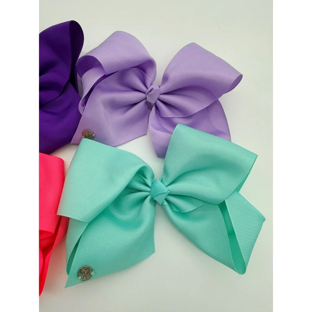 JoJo Siwa Signature Hair Bows Set of 4 Purple Pink Mint Green Large Clips